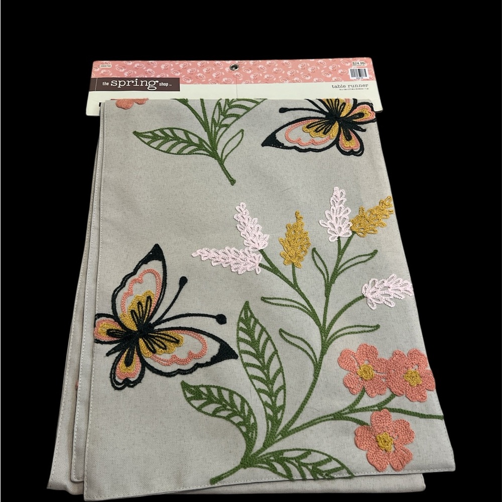 The Spring Shop Embroidered Floral Table Runner